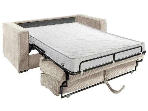 Cheap Driezits Express Slaapbank Van Ribfluweel - Beige - Loreto 2En 3-Zitsbank