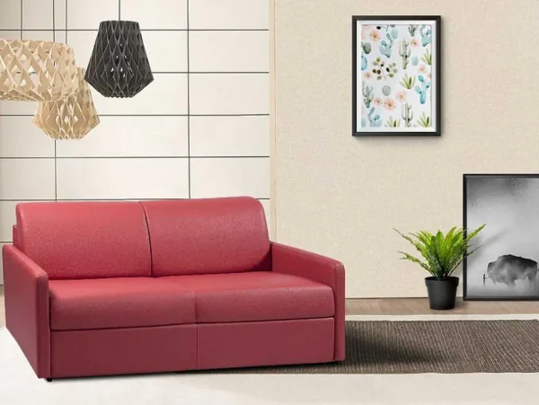 Fashion Driezits Express-Bedbank Van Kunstleer Calife - Grijs - Slaapafmeting 140 Cm Speciale Modellen Zitbanken & Fauteuils