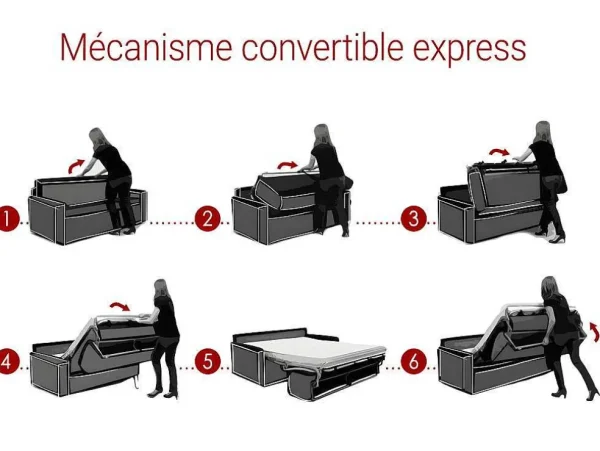 Fashion Driezits Express-Bedbank Van Kunstleer Calife - Grijs - Slaapafmeting 140 Cm Speciale Modellen Zitbanken & Fauteuils