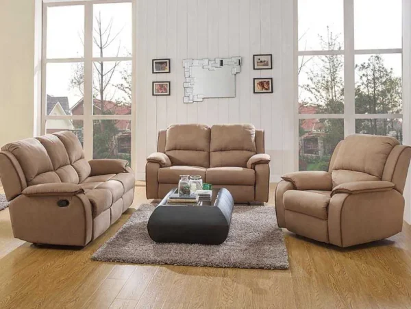 Discount Driezits Relaxbank En Relaxfauteui Van Microvezel Hernani - Grijs Set Zitbank + Fauteuil