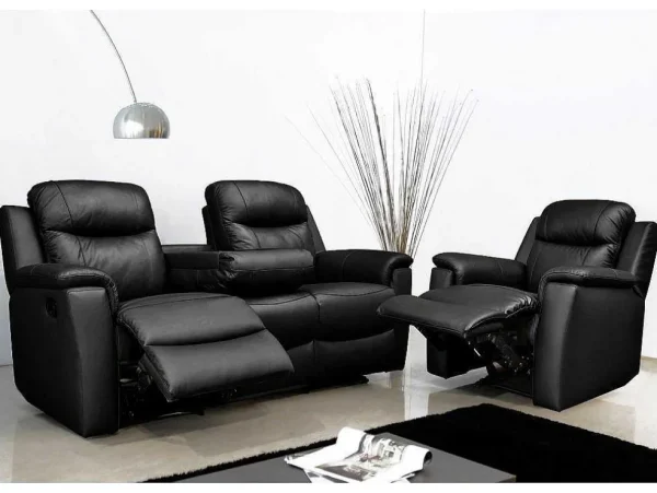 Hot Driezits Relaxbank Evasion Van Leer - Zwart 2En 3-Zitsbank