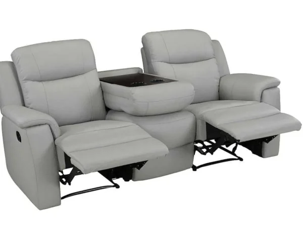 Hot Driezits Relaxbank Evasion Van Leer - Licht Grijs Relaxbanken Met Manuele Relaxfunctie
