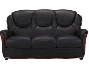 Best Driezitsbank 100% Buffelleer Adelaide - Zwart Leren Zitbank