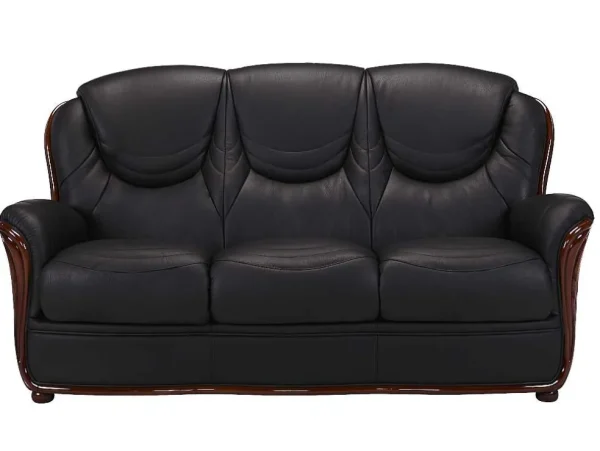 Best Driezitsbank 100% Buffelleer Adelaide - Zwart Leren Zitbank