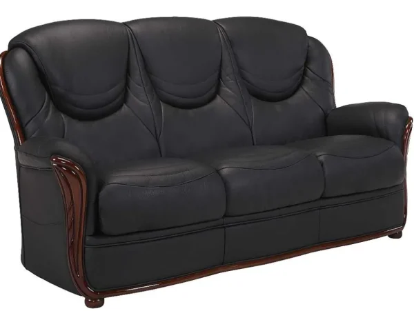 Best Driezitsbank 100% Buffelleer Adelaide - Zwart Leren Zitbank