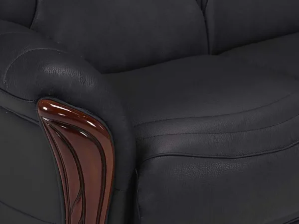 Best Driezitsbank 100% Buffelleer Adelaide - Zwart Leren Zitbank