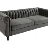 Outlet Driezitsbank Chesterfield Van Fluweel Trumbo - Antraciet Chesterfield Zitbank