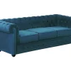 Best Sale Driezitsbank Chesterfield Fluweel - Eend Blauw Chesterfield Zitbank