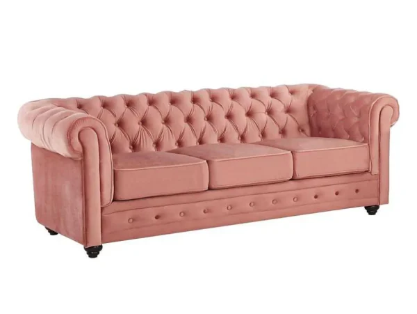 Cheap Driezitsbank Chesterfield - Fluweel - Pastel Roze Zitbank