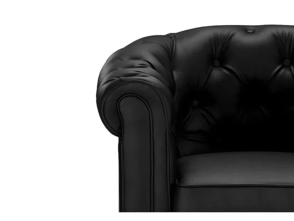 Cheap Driezitsbank Chesterfield Van Kunstleer - Zwart Kunstleren Zitbank