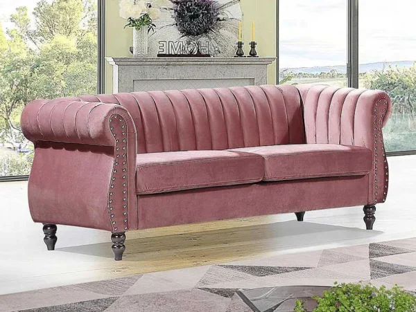 New Driezitsbank Chesterfield In Oudroze Fluweel Trumbo Chesterfield Zitbank