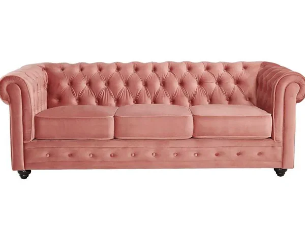 Cheap Driezitsbank Chesterfield - Fluweel - Pastel Roze Zitbank