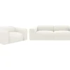 Clearance Driezitsbank En Fauteuil Van Witte Bouclestof Pogni Van Maison Cephy Set Zitbank + Fauteuil