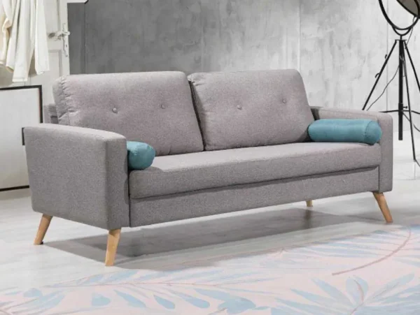 Clearance Driezitsbank Tatum Van Stof - Grijs Scandinavisch