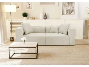 Discount Driezitsbank Van Cremekleurige Stof Acace Designer Zitbank