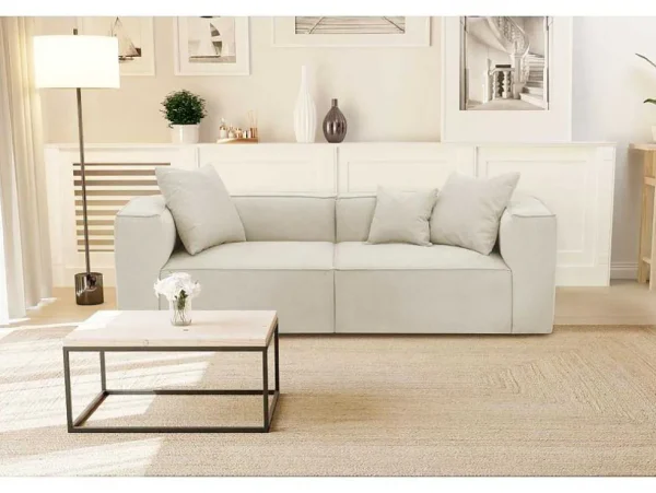 Discount Driezitsbank Van Cremekleurige Stof Acace Designer Zitbank