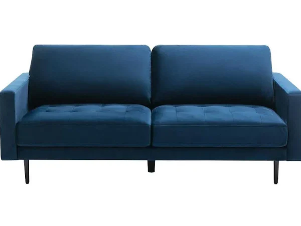 Online Driezitsbank Van Fluweel - Blauw - Estela Driezitsbank