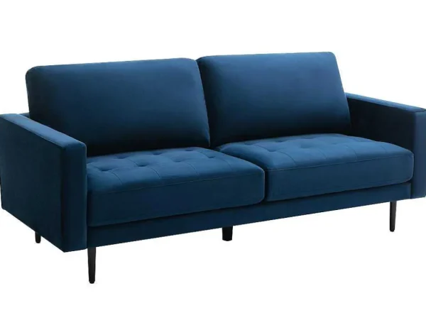Online Driezitsbank Van Fluweel - Blauw - Estela Driezitsbank