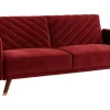 Flash Sale Driezitsbedbank Van Fluweel Joris - Rood Klik-Klak En Bz Slaapbank