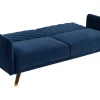 Discount Driezitsbedbank Van Fluweel Joris - Blauw Klik-Klak En Bz Slaapbank