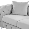 Clearance Driezits-Chesterfield-Bank Van Lichtgrijs Velours Edwina Chesterfield Zitbank