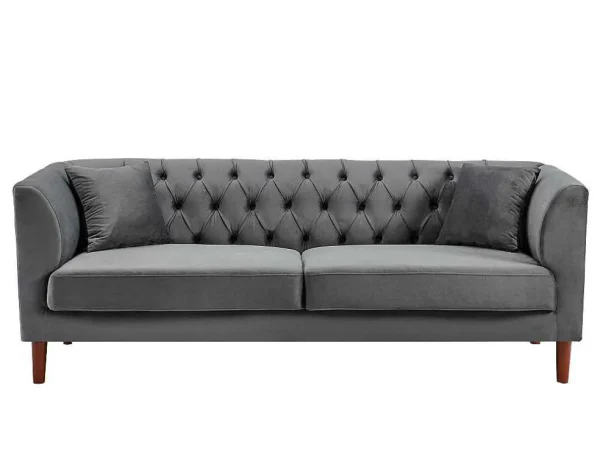 Online Driezits-Chesterfield-Bank Van Antracietkleurig Velours Arsene Chesterfield Zitbank