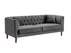Online Driezits-Chesterfield-Bank Van Antracietkleurig Velours Arsene Chesterfield Zitbank