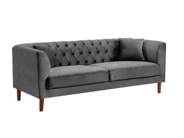 Online Driezits-Chesterfield-Bank Van Antracietkleurig Velours Arsene Chesterfield Zitbank