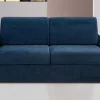 Best Sale Driezits-Expressbedbank Van Fluweel Calife - Nachtblauw - Slaapruimte 140 Cm - Matras 14 Cm Speciale Modellen Zitbanken & Fauteuils