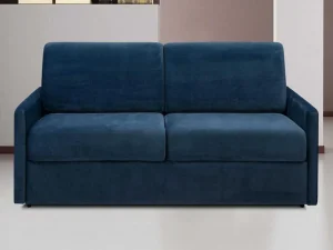 Best Sale Driezits-Expressbedbank Van Fluweel Calife - Nachtblauw - Slaapruimte 140 Cm - Matras 14 Cm Speciale Modellen Zitbanken & Fauteuils