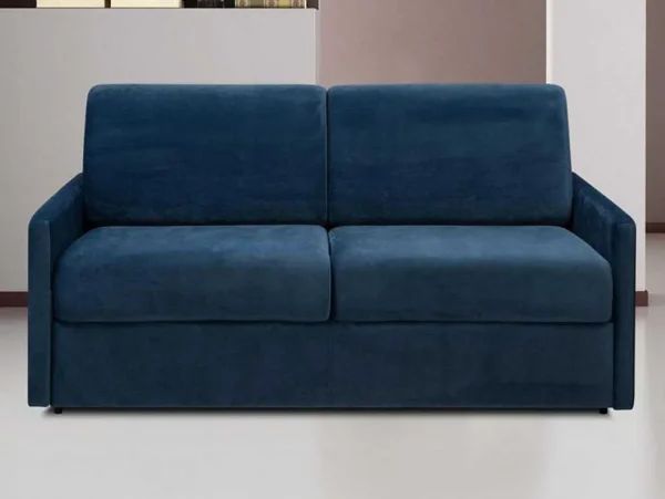 Best Sale Driezits-Expressbedbank Van Fluweel Calife - Nachtblauw - Slaapruimte 140 Cm - Matras 14 Cm Speciale Modellen Zitbanken & Fauteuils