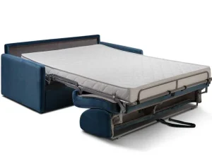 Best Sale Driezits-Expressbedbank Van Fluweel Calife - Nachtblauw - Slaapruimte 140 Cm - Matras 14 Cm Speciale Modellen Zitbanken & Fauteuils