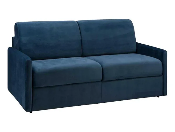 Best Sale Driezits-Expressbedbank Van Fluweel Calife - Nachtblauw - Slaapruimte 140 Cm - Matras 14 Cm Speciale Modellen Zitbanken & Fauteuils