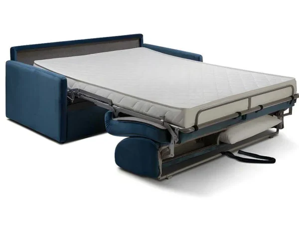 Best Sale Driezits-Expressbedbank Van Fluweel Calife - Nachtblauw - Slaapruimte 140 Cm - Matras 14 Cm Speciale Modellen Zitbanken & Fauteuils