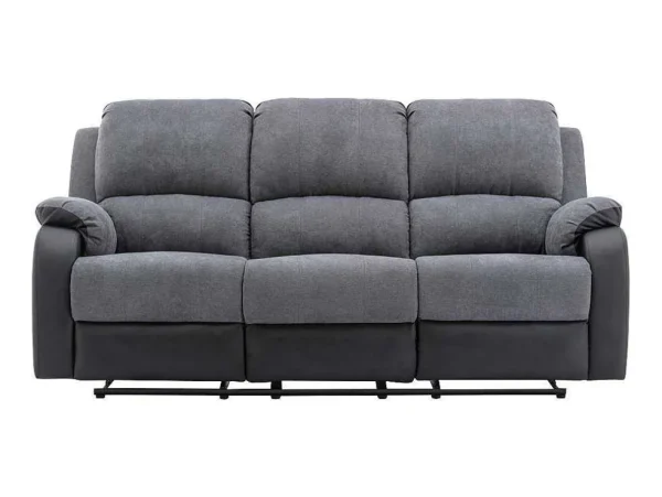 Sale Driezits-Relaxbank Van Microvezel En Grijs En Zwart Kunstleer Brody Zitbank