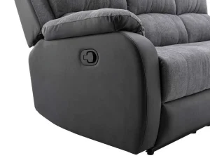 Sale Driezits-Relaxbank Van Microvezel En Grijs En Zwart Kunstleer Brody Zitbank
