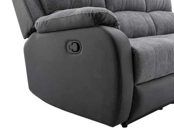 Sale Driezits-Relaxbank Van Microvezel En Grijs En Zwart Kunstleer Brody Zitbank