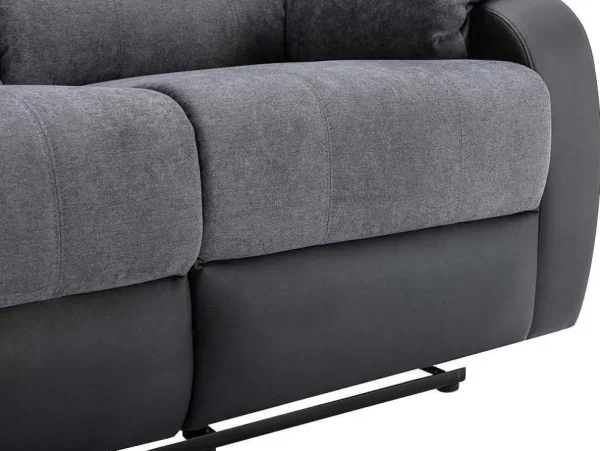 Sale Driezits-Relaxbank Van Microvezel En Grijs En Zwart Kunstleer Brody Zitbank