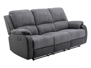 Sale Driezits-Relaxbank Van Microvezel En Grijs En Zwart Kunstleer Brody Zitbank
