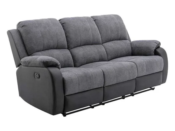 Sale Driezits-Relaxbank Van Microvezel En Grijs En Zwart Kunstleer Brody Zitbank
