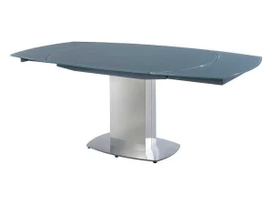 Shop Eettafel Talicia Uitschuifbaar Van Gehard Glas En Metaal - 6 Tot 8 Personen - Grijs Eettafel