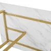 Discount Eettafel 140X80 Cm - Metalen Structuur - Marmerpatroon Fineer - Wit & Goud Eettafel