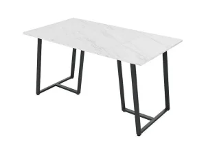 Shop Eettafel 140X80 Cm - Metalen Structuur - Marmerpatroon Fineer - Wit & Zwart Eettafel