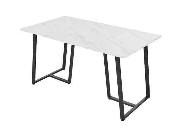 Shop Eettafel 140X80 Cm - Metalen Structuur - Marmerpatroon Fineer - Wit & Zwart Eettafel