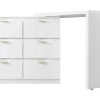 Shop Eigentijdse Scandinavische Draaibare Kaptafel Met 6 Lades - Versierd Met Bloemmotief - Wit Kaptafels