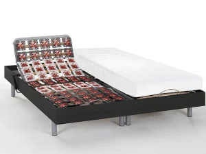 Best Elektrisch Bed Bedbodem En Matras Latex-Instap Cassiopee Iii Van - Zwart - Motoren Okin - 2X80X200 Cm Elektrisch Relaxatiebed