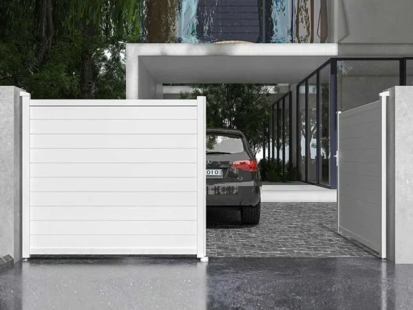 Cheap Elektrische Draaipoort Van Aluminium L397 X H181 Cm Wit - Nazario Hekjes & Poorten