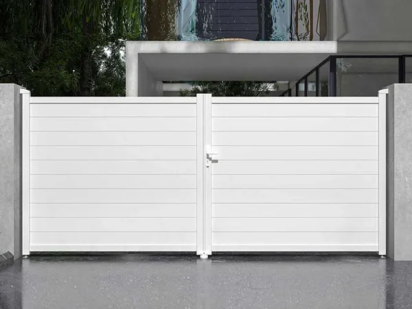 Cheap Elektrische Draaipoort Van Aluminium L397 X H181 Cm Wit - Nazario Hekjes & Poorten