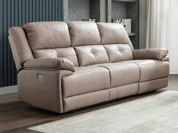 Sale Elektrische Driezits Relaxbank Van Stof - Taupe - Dolene Elektrische Relaxbanken