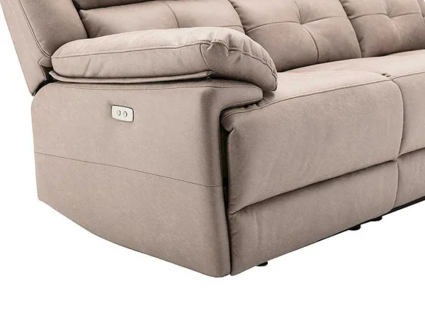 Sale Elektrische Driezits Relaxbank Van Stof - Taupe - Dolene Elektrische Relaxbanken